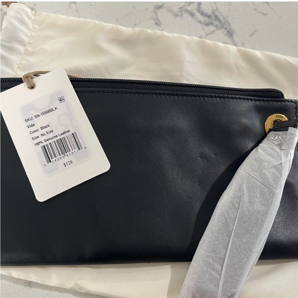 HOBO Black Leather Quilted Clutch with Gold Accents - Picture 4 of 6